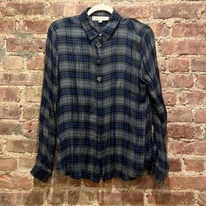 Light weight flannel shirt with beaded buttons